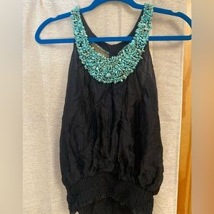Turquoise beaded top